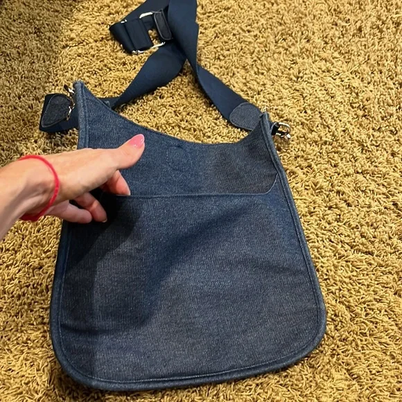 Denim crossbody bag with crystal skull on the front - Picture 2 of 5